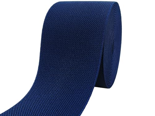 JESEP YONG Marineblaues Strick-Gummiband, 7,6 cm, 4,5 m, doppelseitig, gewebt, elastisch, schwer, dehnbar, elastische Spule zum Nähen von Hosen, Bund, Perücken, Röcken, Bastelprojekten (#18) von JESEP YONG