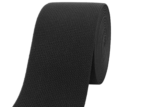 Schwarzes breites Strick-Gummiband zum Nähen, 7,6 cm, 4,5 m, doppelseitig, gewebt, elastisch, schwer, dehnbar, elastisches Spulenband für Hosen, Taille, Perücken, Rock, Handwerk, DIY-Projekte von JESEP YONG