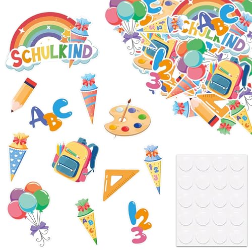 60 Stück Einschulung Deko Konfetti Bunt Tischdeko Einschulung Streudeko Schultüte füllung ABC 123 Tischdekoration für Schuleinführung Schulkind 2025 Mädchen Junge von JESWEI