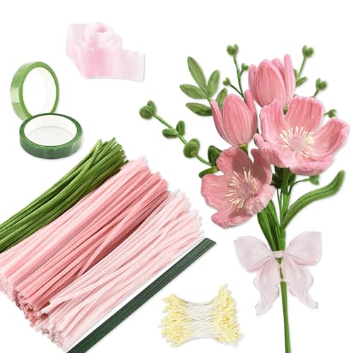 Rosa Pfeifenputzer zum Basteln 400 Stück Pfeifenreiniger Blumen Set 4 Farben Pfeifenputzer mit Bastelfaden,Geschenkband,Klebeband, Blumen Staubblatt für Blumenstrauß DIY Dekorationen und Anweisungen Rosa Pfeifenputzer zum Basteln 400 Stück Pfeifenreiniger Blumen Set 4 Farben Pfeifenputzer mit Bastelfaden,Geschenkband,Klebeband, Blumen Staubblatt für Blumenstrauß DIY Dekorationen und Anweisungen von JESWEI