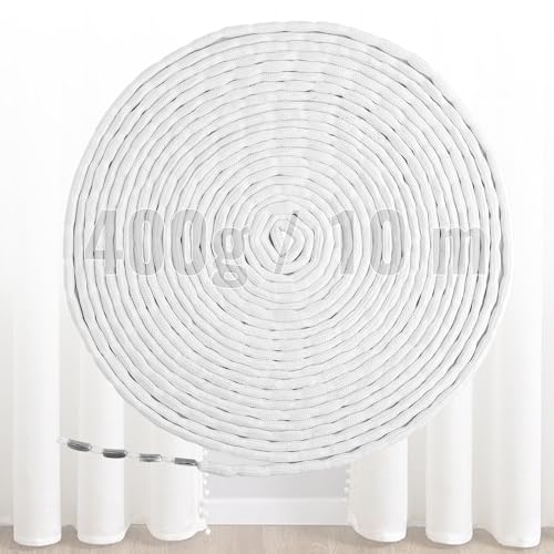 JETOP 400g Bleiband für Gardinen Schwer ca.10 Meter 40g/m Vorhang Beschwerer Outdoor Glatte Aufhängung Bleikette Gardinenbeschwerer Schneidbar Bleiband für Moskitonetz Vorhänge Stoffe (weiß) (40 g/m) von JETOP