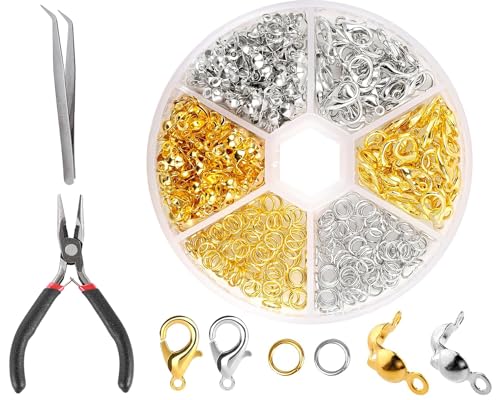 Kettenverschluss Gold und Silber, 733 Stück Schmuck Verschlüsse für Armbänder, Armband Verschluss Schmuckherstellung Zubehör enthält Karabiner Verschluss Biegeringe Crimpenden Kettenverschluss Gold und Silber, 733 Stück Schmuck Verschlüsse für Armbänder, Armband Verschluss Schmuckherstellung Zubehör enthält Karabiner Verschluss Biegeringe Crimpenden von JETOP
