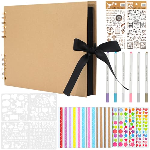 JETOP Fotoalbum zum Selbstgestalten DIY Fotoalbum 80 Schwarze Seiten Fotobuch zum Einkleben Scrapbook Album groß Fotoalbum mit Fotoecken Selbstklebend für Hochzeit Abschluss Geburtstags Weihnachten von JETOP