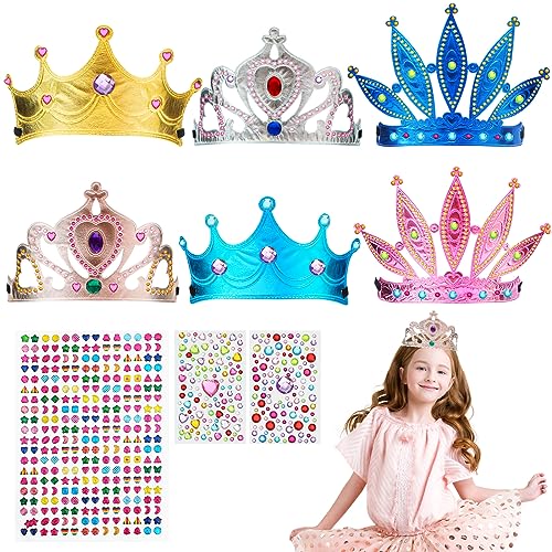 JETOP Kinder-Kronen-Bastelset – 6 Kronen + Hunderte von selbstklebenden Edelsteinen, dekorieren für Kinderpartys und Geburtstage JETOP Kinder-Kronen-Bastelset – 6 Kronen + Hunderte von selbstklebenden Edelsteinen, dekorieren für Kinderpartys und Geburtstage von JETOP