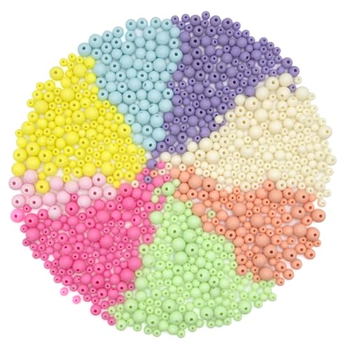 Perlen für Armbänder Pastell ca. 860 Stück Bunte Acrylperlen 6mm 8mm 10mm Perlen zum Auffädeln Kinder und Erwachsene Matte Perlen Basteln Schmuckherstellung Halsketten Basteln DIY von JETOP