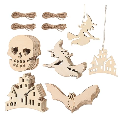 JEWEDECO 1 Satz Halloween Holzspäne, Holzdesign Chips, Halloween Holzornamente, Graffiti Holzscheiben, Halloween Holzspäne, Unbehandelte Holzscheiben, Leere Holzscheiben, Natürliche JEWEDECO 1 Satz Halloween Holzspäne, Holzdesign Chips, Halloween Holzornamente, Graffiti Holzscheiben, Halloween Holzspäne, Unbehandelte Holzscheiben, Leere Holzscheiben, Natürliche von JEWEDECO