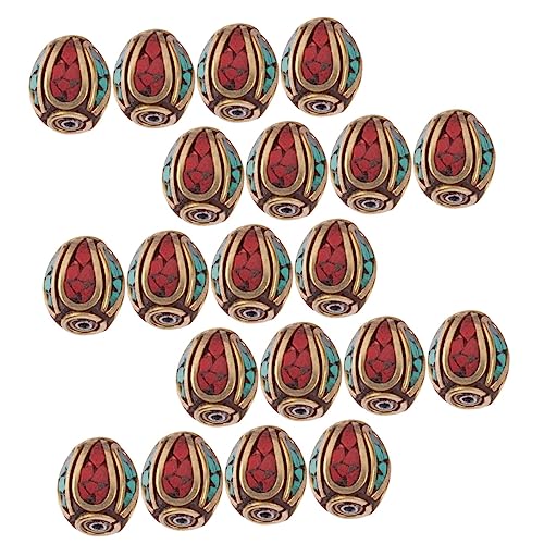 JEWEDECO 1 Satz Nepalese Messing Spacer Perlen Handgemachte Diy Schmuckzubehör Mit Türkis Für Armbänder Und Ohrringe Für Kreative Bastelprojekte 20 Stück von JEWEDECO