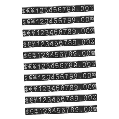JEWEDECO 10 Sets Schmuck Preisschilder Für Display Aufkleber Preisschilder Schwarze Basis Silber Zeichen Digitale Zeichen Blöcke von JEWEDECO