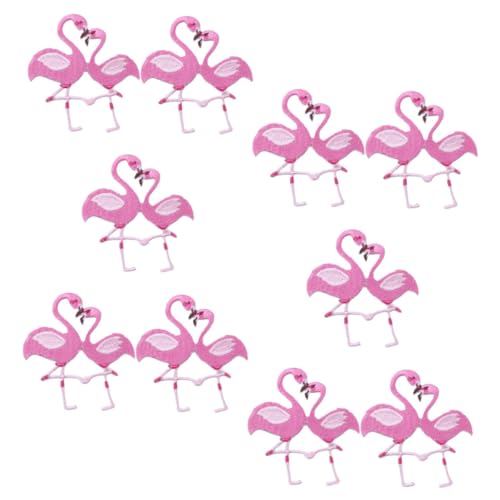JEWEDECO 10 Stück Flamingo Aufnäher, Kleidungsapplikationen, Dekoration, Kleidungszubehör, Zum Aufnähen, Bestickte Applikationen, Patches Für Kleidung, Applikationen Für Rucksäcke, Hut von JEWEDECO