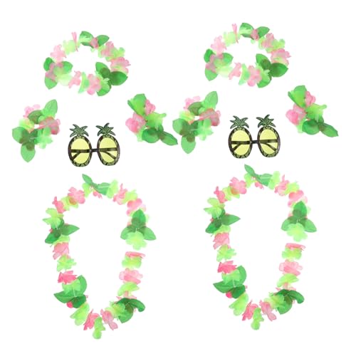 JEWEDECO 10 Stück Hawaii-blumenkronen Ananas-sonnenbrillen-set Tropische Luau-party-dekorationen Frauen Kinder Strand-accessoire Green Leaf-stil JEWEDECO 10 Stück Hawaii-blumenkronen Ananas-sonnenbrillen-set Tropische Luau-party-dekorationen Frauen Kinder Strand-accessoire Green Leaf-stil von JEWEDECO