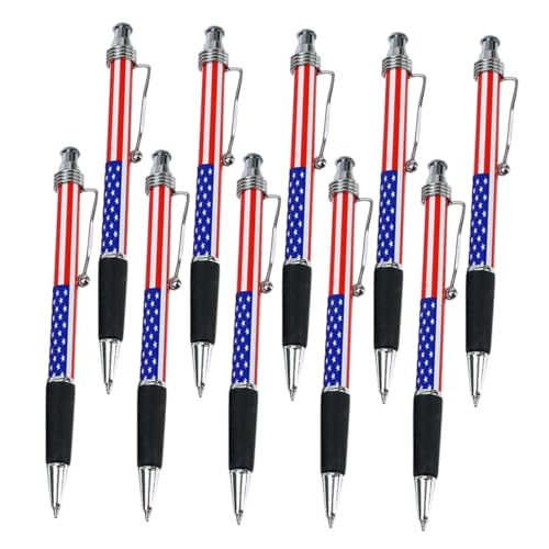 JEWEDECO 10 Stück Kugelschreiber mit Amerikanischer Flagge Retraktierbarer Kugelschreiber mit Schwarzer Tinte Glattes Schreiben Komfortabler Griff Patriotisches Design für Schule Büro und JEWEDECO 10 Stück Kugelschreiber mit Amerikanischer Flagge Retraktierbarer Kugelschreiber mit Schwarzer Tinte Glattes Schreiben Komfortabler Griff Patriotisches Design für Schule Büro und von JEWEDECO