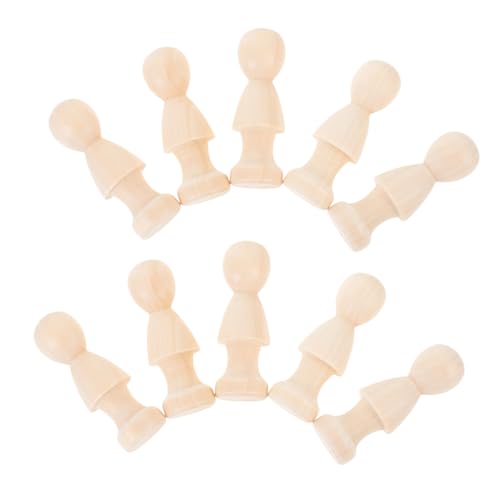 JEWEDECO 10 Stück Puppenornamente, Blanke Steckpuppen, Manuelle Malpuppen, Unvollendete Bastelarbeiten, DIY Malerei, Steckpuppen, Holz Graffiti Puppen, Blanke Holzpuppen, Holzmenschen, von JEWEDECO
