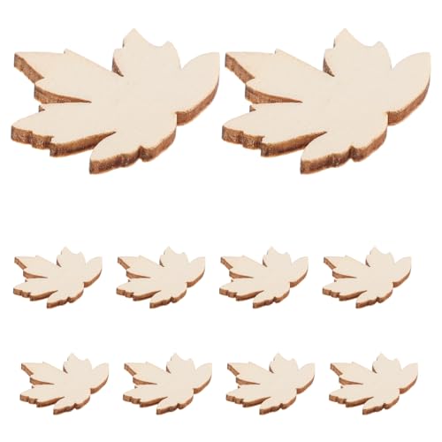 JEWEDECO 100 Stück Ahornblätter Aus Holz: Unbehandelte Holzblattausschnitte, Basteln, Herbstblattanhänger, Herbst, Erntedankfest, Hochzeitstischdekoration von JEWEDECO