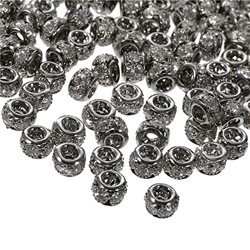 JEWEDECO 100 Stück Strass Rondelle Spacer Perlen Kupfer Inlaid DIY Schmuckzubehör für Armbänder Schlüsselanhänger und Bastelarbeiten JEWEDECO 100 Stück Strass Rondelle Spacer Perlen Kupfer Inlaid DIY Schmuckzubehör für Armbänder Schlüsselanhänger und Bastelarbeiten von JEWEDECO