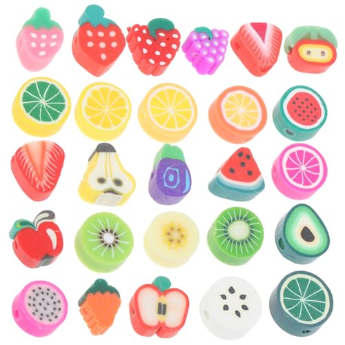 JEWEDECO 100 Stück Weiche Keramik Obst Accessoires, Perlen Zur Schmuckherstellung, Perlen Zur Schmuckherstellung, Bastelperlen, Charms, Obstperlen Für DIY Ton Halsketten, Lose Perlen, von JEWEDECO