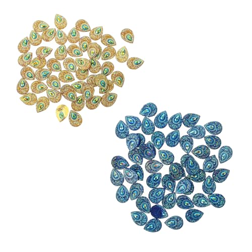 JEWEDECO 100Stücke Wasserfallform Strasssteine Flache Rückseite DIY Dekoration für Hochzeitskleider und Kleidung Gelbe und Blaue Steine für Handwerksprojekte von JEWEDECO