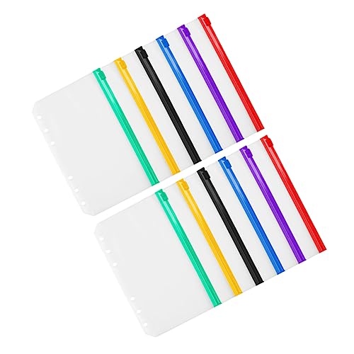 JEWEDECO 12 Stück Teiliges PVC Reißverschluss Ordnerhüllen Verschiedenen Farben Wasserdichte Dokumententaschen für Büro Zuhause für Notizbücher und Aufbewahrung von JEWEDECO