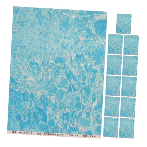 JEWEDECO 12 Stück Teiliges Selbstklebende Wasserwellendesign Scrapbook Papier aus Robustem PVC Wasserfeste Hintergrundblätter für Klassenzimmer Büro Partydekorationen See und Fluss Diorama von JEWEDECO