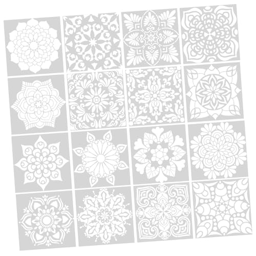 JEWEDECO 16 Stück Teiliges Blüten malschablonen aus Wiederverwendbarem Pet material Feine Kanten Waschbar Vielseitig für Scrapbooking DIY deko Papierbasteleien Kreativitätsförderung zu von JEWEDECO