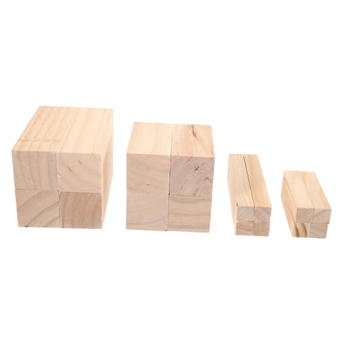JEWEDECO 16 Stück Teiliges Holzblöcke aus Massivem Holz Rechteckige Schnitzholzleisten für Anfänger Vielseitig zum Basteln Drechseln und Bemalen Langlebig und Naturbelassen von JEWEDECO
