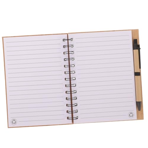 JEWEDECO 1Satz Tragbares Spiral Notizbuch mit Bambusdeckel und Stift Praktischer Planer für Schüler Lehrer und Büroangestellte für Aufgabenplanung und Notizen von JEWEDECO