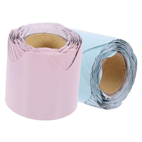 JEWEDECO 2 Rollen Teiliges Bulletin Board Border Blau und Papierbasiert Praktische Pinnwand Dekoration mit Wolkenmuster Lang Selbstklebend für Klassenzimmer und Tafeln von JEWEDECO