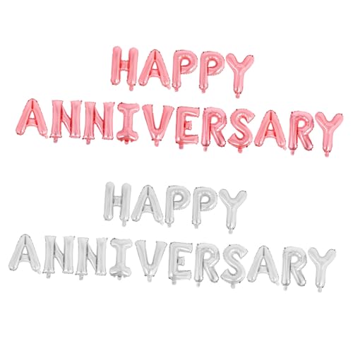 JEWEDECO 2 Sätze Happy Anniversary Aluminiumfolie Ballons Langlebige Buchstaben Luftballons in Silber Roségold Schnell Aufzublasen Dekoration für Hochzeitsjubiläen und Romantische Feiern JEWEDECO 2 Sätze Happy Anniversary Aluminiumfolie Ballons Langlebige Buchstaben Luftballons in Silber Roségold Schnell Aufzublasen Dekoration für Hochzeitsjubiläen und Romantische Feiern von JEWEDECO