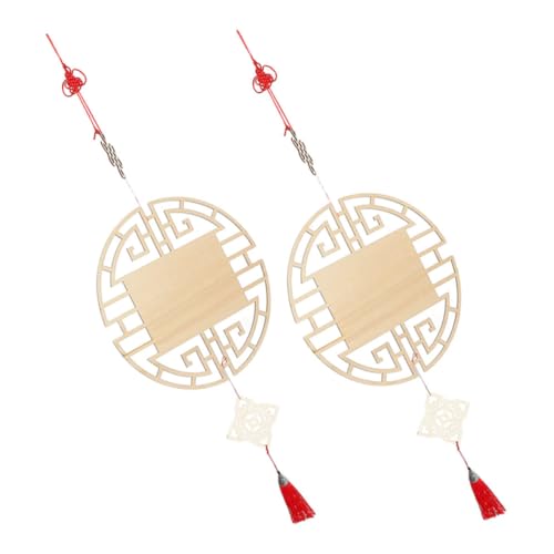 JEWEDECO 2 Stück DIY Holzornamente mit Chinesischem Knoten und Quaste Teiliges Bastelset für Kreative Malprojekte Vorgebohrte Holzscheiben Traditionelle Wanddekoration für Klassenzimmer und von JEWEDECO