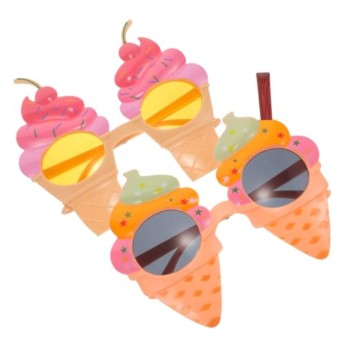 JEWEDECO 2 Stück Lustige Hawaii Party Sonnenbrille mit Eiscreme Leichte Stylische Brille für Karneval Strandfest Fasching Bunte Foto Requisiten Auffälliges Party Accessoire von JEWEDECO