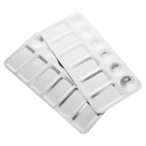 JEWEDECO 2 Stück Teiliges Farbmischpalette mit Fächern Langlebige Metall Farbplatten für Aquarell Malerei Leicht zu Reinigen und Wiederverwendbar Praktische Zeichentabletts für Künstler von JEWEDECO
