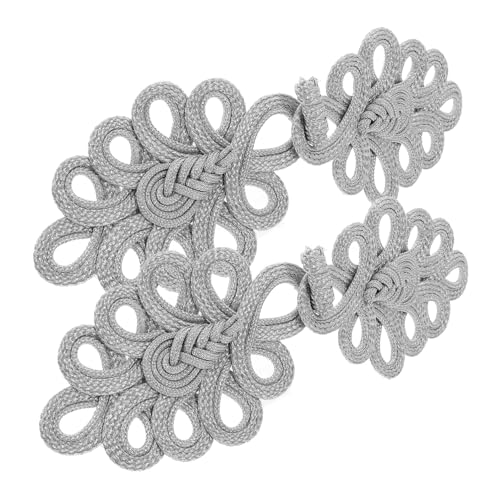 JEWEDECO 2 Stück Vintage Chinesische Knotenknöpfe aus Gold Silberfarbenem Garn Dekorative Verschlüsse für Cardigan Mantel Schal Handgefertigte Elegante Knöpfe für DIY Kostüme und JEWEDECO 2 Stück Vintage Chinesische Knotenknöpfe aus Gold Silberfarbenem Garn Dekorative Verschlüsse für Cardigan Mantel Schal Handgefertigte Elegante Knöpfe für DIY Kostüme und von JEWEDECO