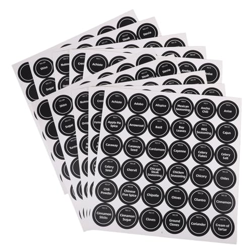 JEWEDECO 20 Blatt Runde Gewürzetiketten Selbstklebend Wasserfest Schwarze Aufkleber für Gewürzgläser Klare Umfassendes Set mit DIY Optionen Langlebig für Küche JEWEDECO 20 Blatt Runde Gewürzetiketten Selbstklebend Wasserfest Schwarze Aufkleber für Gewürzgläser Klare Umfassendes Set mit DIY Optionen Langlebig für Küche von JEWEDECO