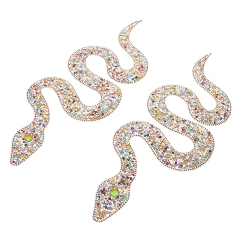 JEWEDECO 2stücke Glitzernde Schlangen-aufbügler Mit Kristallsteinen Dekorative Applikationen Für Kleidung Taschen Accessoires Diy-bastelzubehör Einfach Aufzubügeln von JEWEDECO