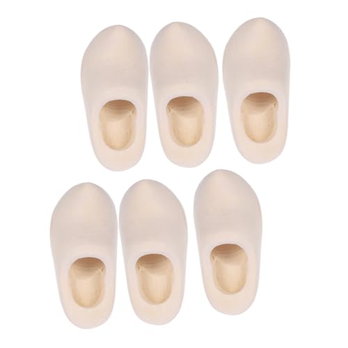 JEWEDECO 3 Paare Mini Holzschuhe Unbemalte Puppenschuhe für Puppenhaus Dekoration für DIY Projekte Holzmodelle für Miniaturhäuser Zubehör für Gestaltung von JEWEDECO