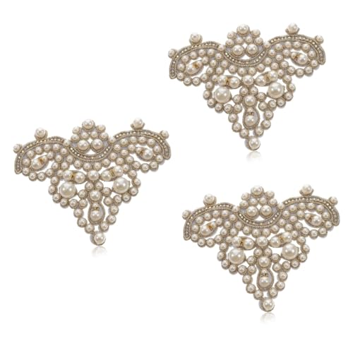 JEWEDECO 3 Stück DIY Stoffaufnäher mit Perlen und Strass für Kleidung Taschen Hüte und Schuhe zum Reparieren und Dekorieren Hautfreundlich und Langlebig von JEWEDECO