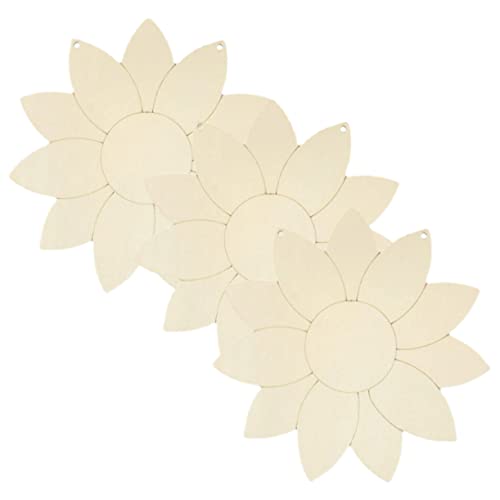 JEWEDECO 3 Stück Teiliges Sonnenblumen Holz Naturbelassene DIY Holzausschnitte Leichtes Holz mit Abgerundeten Kanten zum Bemalen Basteln und Kreativen Gestalten für Erwachsene von JEWEDECO