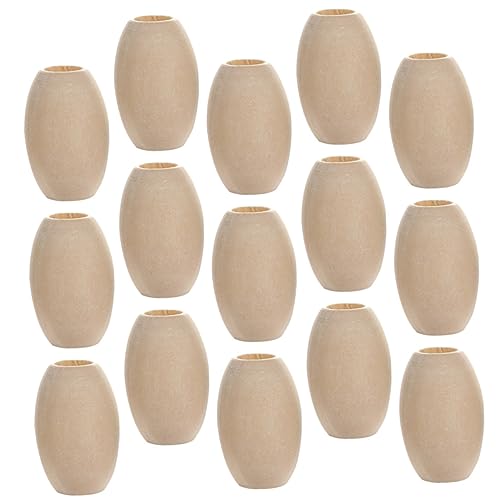 JEWEDECO 30 Stück Teiliges Ovale Holzperlen mit Großem Naturfarben Glatte Oberfläche ohne Splitter für DIY Schmuck Handwerk Makramee und Bastelprojekte von JEWEDECO