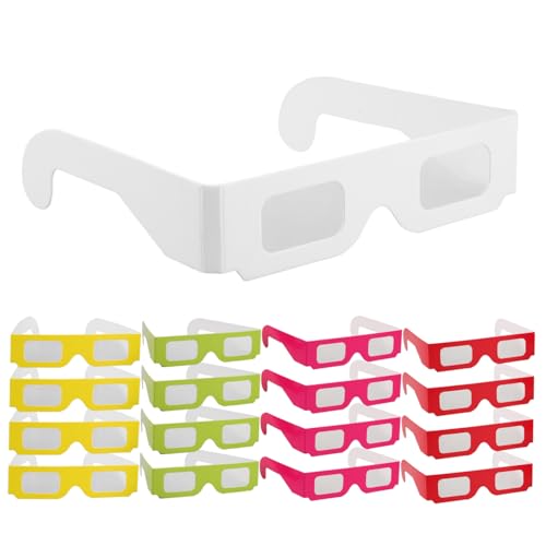 JEWEDECO 30 Stück Teiliges Papiergläser mit Buntem Leichte Partybrillen in Rot Weiß Gelb Grün für Kindergeburtstag Musikfest und Outdoor Events von JEWEDECO