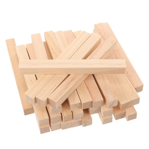 JEWEDECO 30 Stück Teiliges Quadratische Holzleisten Naturbelassenes Bastelholzstab für DIY Handwerk Modellbau Heimdekoration und Holzarbeiten Langlebige Holzstäbe zum Bemalen und Basteln von JEWEDECO