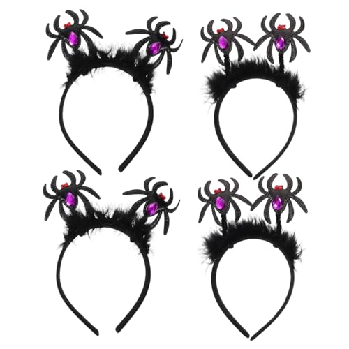 JEWEDECO 4 STÜCKE Teiliges Halloween Spinnen Haarreifen Leichter Festival Kopfschmuck mit Glitzer und Federn Bequeme Gothic Stirnbänder für Frauen und Mädchen für Cosplay Kostüme und Party JEWEDECO 4 STÜCKE Teiliges Halloween Spinnen Haarreifen Leichter Festival Kopfschmuck mit Glitzer und Federn Bequeme Gothic Stirnbänder für Frauen und Mädchen für Cosplay Kostüme und Party von JEWEDECO
