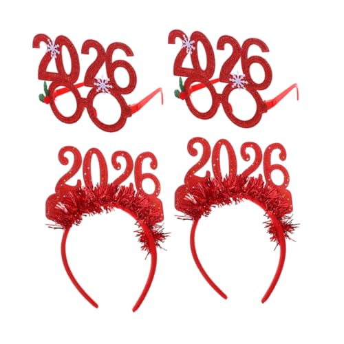 JEWEDECO 4 Stücke Teiliges Silvester Partyset Glitzernde Zahlen Haarreifen und Brillen Festliche Kopfbedeckung für Weihnachts und Neujahrsfeiern Vielseitige Fotorequisiten für Feiertags JEWEDECO 4 Stücke Teiliges Silvester Partyset Glitzernde Zahlen Haarreifen und Brillen Festliche Kopfbedeckung für Weihnachts und Neujahrsfeiern Vielseitige Fotorequisiten für Feiertags von JEWEDECO