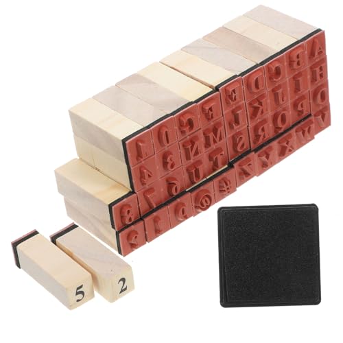 JEWEDECO 40 Stück Teiliges Holzstempel mit Alphabet und Zahlen Multifunktional für Scrapbooking DIY Bastelprojekte Langlebig für Kreative Karten und Tagebücher von JEWEDECO