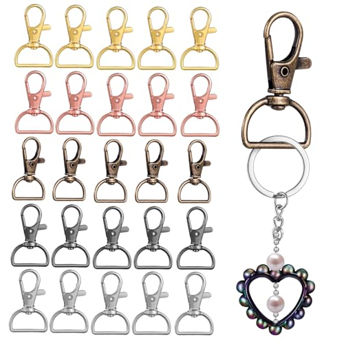 JEWEDECO 40 Stück Teiliges Metallhaken Schlüsselanhänger mit D-ring und Drehkarabiner Zinklegierung in Nickel Antikbronze Goldoptik und Roségold Robust für Bastelbedarf und Großverbrauch JEWEDECO 40 Stück Teiliges Metallhaken Schlüsselanhänger mit D-ring und Drehkarabiner Zinklegierung in Nickel Antikbronze Goldoptik und Roségold Robust für Bastelbedarf und Großverbrauch von JEWEDECO