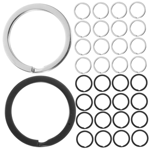JEWEDECO 40Stücke Robuste Metall Schlüsselanhänger Ringe Runde Flache Schlüsselringe für Taschen DIY Handwerk Langlebige Zubehörteile von JEWEDECO