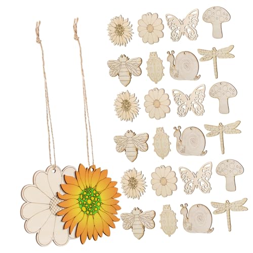 JEWEDECO 40Stücke Teiliges Unvollendeter Holzhandwerke Tier und Ausschnitte mit Jute Seilen für DIY Projekte zum Basteln und Bemalen für Erwachsene JEWEDECO 40Stücke Teiliges Unvollendeter Holzhandwerke Tier und Ausschnitte mit Jute Seilen für DIY Projekte zum Basteln und Bemalen für Erwachsene von JEWEDECO