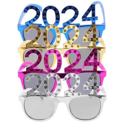 JEWEDECO 4stücke Neujahrs-sonnenbrillen Lustige Partybrille Mit Grauen Gläsern Und Bunten Designs Für Silvesterfeiern Foto-requisiten Und Feiertagsveranstaltungen JEWEDECO 4stücke Neujahrs-sonnenbrillen Lustige Partybrille Mit Grauen Gläsern Und Bunten Designs Für Silvesterfeiern Foto-requisiten Und Feiertagsveranstaltungen von JEWEDECO