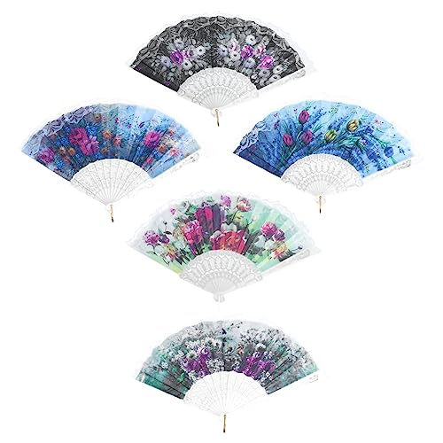 JEWEDECO 5 Stück Tanzfan Papier Lüfter Festival Dekorate Groß Faltbar Falten Für Hochzeit Performance-fan-requisite Szenenschmuck Tanzende Requisite Stoff JEWEDECO 5 Stück Tanzfan Papier Lüfter Festival Dekorate Groß Faltbar Falten Für Hochzeit Performance-fan-requisite Szenenschmuck Tanzende Requisite Stoff von JEWEDECO