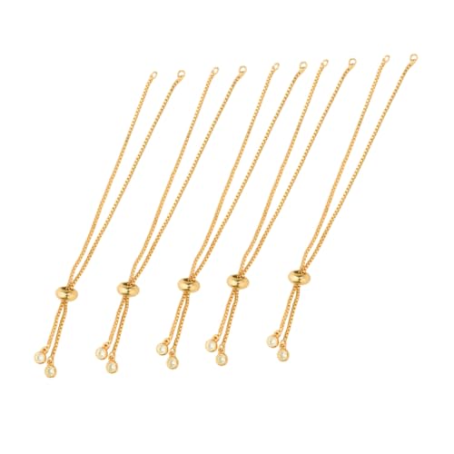 JEWEDECO 5 Stück Teiliges Verstellbares Armband Goldfarbener Kupferbasis Teil Fertige Schmuckketten für DIY Schmuckherstellung Geeignet für Damen Langlebig und Modisch JEWEDECO 5 Stück Teiliges Verstellbares Armband Goldfarbener Kupferbasis Teil Fertige Schmuckketten für DIY Schmuckherstellung Geeignet für Damen Langlebig und Modisch von JEWEDECO