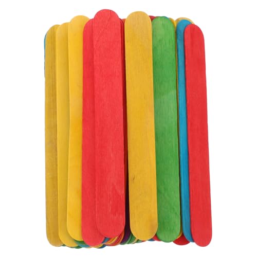 JEWEDECO 50 Stück Bunte Eisstiele aus Holz Dicke Bastelhölzer für DIY Kunstprojekte Farbenfrohe Bastelstäbe für Fördert Kreativität und Motorische Fähigkeiten für Familienaktivitäten von JEWEDECO