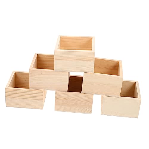 JEWEDECO 6 Stück Aufbewahrungsboxen Holzbox Ohne Deckel Schmuckschatulle Schmuckaufbewahrungsbox Holzbehälter Geschenkboxen Aus Holz Aufbewahrungsboxen Aus Holz Schmuckhalter Unbemalte von JEWEDECO